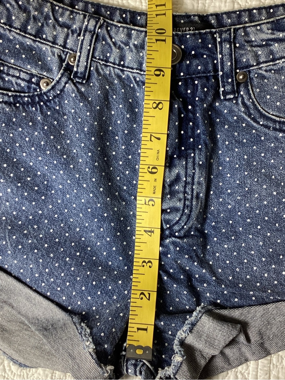NWT Polka Dot Denim Shorts Size 24 Forever 21 Beachy Preppy - Picture 6 of 10